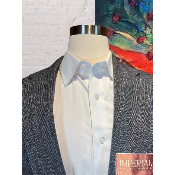 Vintage Haggar 44R Gray Multi-Color Herringbone Tweed Blazer Sport Coat Jacket - Picture 2 of 14